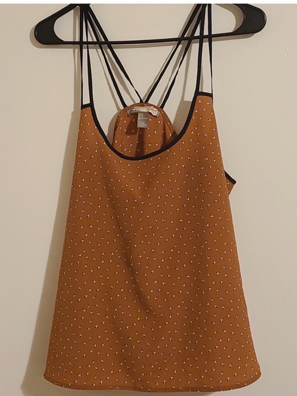 Forever 21 Rust Brown Printed Strappy Cami with Black Trim